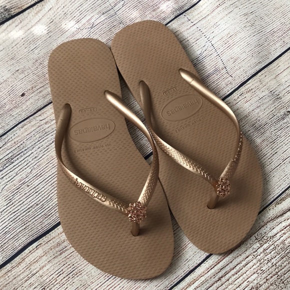 havaianas slippers rose gold